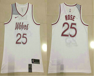 Men's Minnesota Timberwolves #25 Derrick Rose White Nike Swingman 2018 playoffs Earned Edition Stitched Jersey