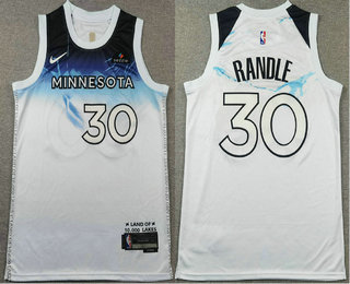 Men's Minnesota Timberwolves #30 Julius Randle White 2024 City Edition Swingman Sponsor Stitched Jersey