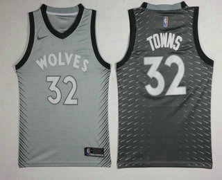 Men's Minnesota Timberwolves #32 Karl-Anthony Towns Grey 2017-18 Nike City Edition Swingman Jersey