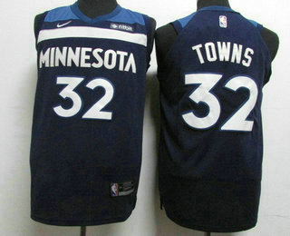 Men's Minnesota Timberwolves #32 Karl-Anthony Towns New Navy Blue 2017-2018 Nike Authentic Fitbit Stitched NBA Jersey