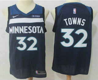 Men's Minnesota Timberwolves #32 Karl-Anthony Towns New Navy Blue 2017-2018 Nike Swingman Fitbit Stitched NBA Jersey