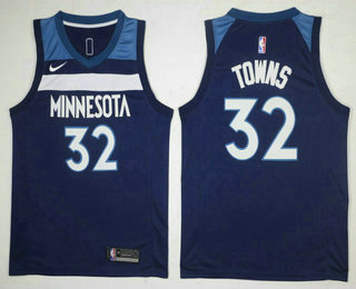 Men's Minnesota Timberwolves #32 Karl-Anthony Towns New Navy Blue 2017-2018 Nike Swingman Stitched NBA Jersey