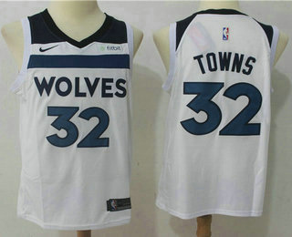 Men's Minnesota Timberwolves #32 Karl-Anthony Towns New White 2017-2018 Nike Swingman Fitbit Stitched NBA Jersey