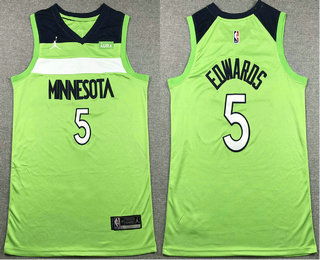 Men's Minnesota Timberwolves #5 Anthony Edwards Green Statement Sponsor Stitched Swingman Jersey