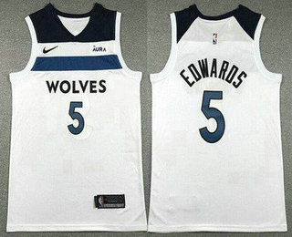 Men's Minnesota Timberwolves #5 Anthony Edwards White Icon Sponsor Swingman Jersey