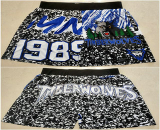 Men's Minnesota Timberwolves Black Big Face Mitchell Ness Hardwood Classics Soul Swingman Throwback Shorts