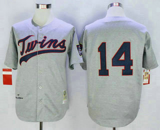 Men's Minnesota Twins #14 Kent Hrbek Retired Road 1969 Gray Wool Mitchell & Ness Throwback Jersey