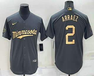 Men's Minnesota Twins #2 Luis Arraez Grey 2022 All Star Stitched Cool Base Nike Jersey