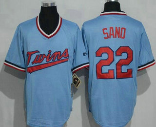 Men's Minnesota Twins #22 Miguel Sano Light Blue Pullover Throwback Majestic Cooperstown Collection Jersey