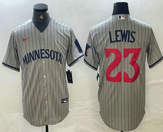 Men's Minnesota Twins #23 Royce Lewis 2023 Grey Home Team Cool Base Stitched Jersey