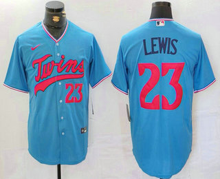 Men's Minnesota Twins #23 Royce Lewis Blue Cool Base Stitched Jersey