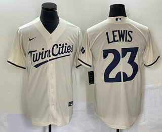 Men's Minnesota Twins #23 Royce Lewis Cream Cool Base Stitched Baseball Jersey