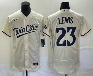 Men's Minnesota Twins #23 Royce Lewis Cream Flex Base Stitched Baseball Jersey