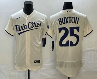 Men's Minnesota Twins #25 Byron Buxton 2023 Cream Flex Base Stitched Jersey