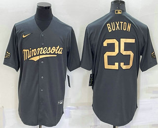 Men's Minnesota Twins #25 Byron Buxton Grey 2022 All Star Stitched Cool Base Nike Jersey