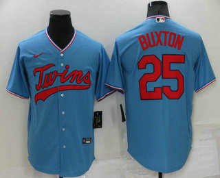 Men's Minnesota Twins #25 Byron Buxton Light Blue Pullover Throwback Cooperstown Nike Jersey