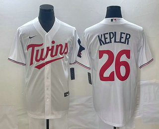 Men's Minnesota Twins #26 Max Kepler White Red Stitched MLB Cool Base Nike Jersey