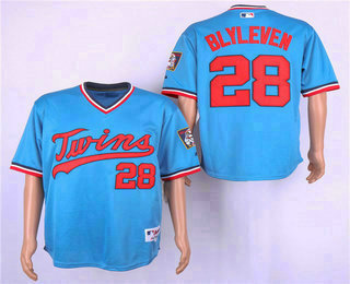 Men's Minnesota Twins #28 Bert Blyleven Light Blue 1984 Turn Back The Clock Jersey