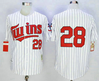 Men's Minnesota Twins #28 Bert Blyleven Retired Retired 1991 White Pinstirpe Mitchell & Ness Throwback Jersey