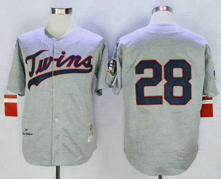 Men's Minnesota Twins #28 Bert Blyleven Retired Road 1969 Gray Wool Mitchell & Ness Throwback Jersey