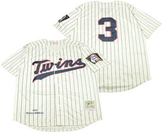 Men's Minnesota Twins #3 Harmon Killebrew 1969 Cream Pinstirpe Mitchell & Ness Throwback Jersey