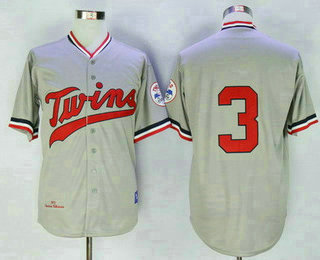 Men's Minnesota Twins #3 Harmon Killebrew 1972 Gray Stitched MLB Throwback Jersey By Mitchell & Ness