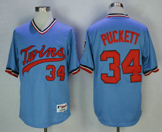 Men's Minnesota Twins #34 Kirby Puckett Light Blue 1984 Turn Back The Clock Jersey