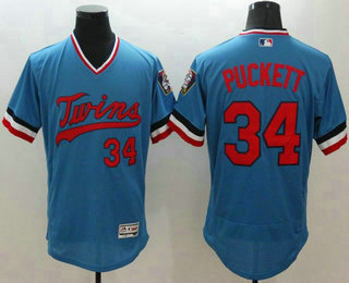 Men's Minnesota Twins #34 Kirby Puckett Light Blue Flexbase Cooperstown 2016 MLB Player Jersey