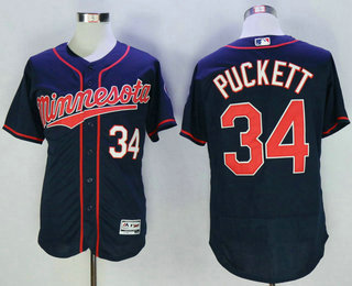 Men's Minnesota Twins #34 Kirby Puckett Navy Blue 2016 Flexbase Majestic Baseball Jersey