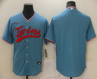 Men's Minnesota Twins Blank Light Blue Stitched MLB Cool Base Nike Jersey