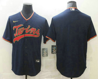 Men's Minnesota Twins Blank Navy Blue Stitched MLB Cool Base Nike Jersey