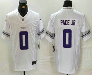 Men's Minnesota Vikings #0 Ivan Pace Jr White Alternate Vapor FUSE Limited Stitched Jersey