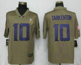 Men's Minnesota Vikings #10 Fran Tarkenton Olive 2017 Salute To Service Stitched NFL Nike Limited Jersey