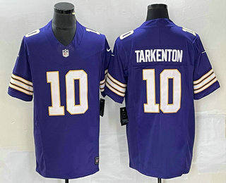 Men's Minnesota Vikings #10 Fran Tarkenton Purple 2023 FUSE Vapor Limited Throwback Stitched Jersey