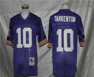 Men's Minnesota Vikings #10 Fran Tarkenton Purple Mitchell & Ness Throwback Jersey - V-neck