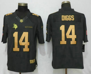 Men's Minnesota Vikings #14 Stefon Diggs Anthracite Gold 2016 Salute To Service Stitched NFL Nike Limited Jersey