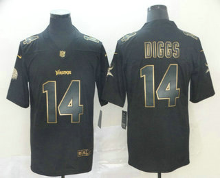 Men's Minnesota Vikings #14 Stefon Diggs Black Gold 2019 Vapor Untouchable Stitched NFL Nike Limited Jersey