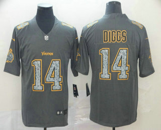 Men's Minnesota Vikings #14 Stefon Diggs Gray Fashion Static 2019 Vapor Untouchable Stitched NFL Nike Limited Jersey