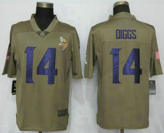 Men's Minnesota Vikings #14 Stefon Diggs Olive 2017 Salute To Service Stitched NFL Nike Limited Jersey