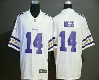 Men's Minnesota Vikings #14 Stefon Diggs White 2019 NEW Team Logo Vapor Untouchable Stitched NFL Nike Limited Jersey