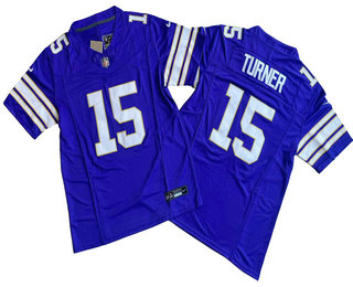 Men's Minnesota Vikings #15 Dallas Turner Limited Purple Classic FUSE Vapor Jersey