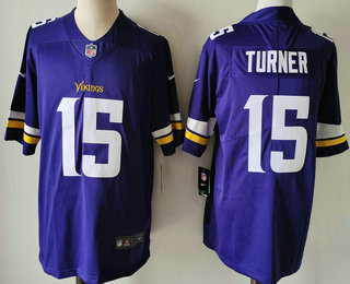 Men's Minnesota Vikings #15 Dallas Turner Limited Purple Vapor Jersey