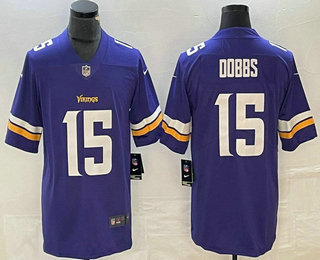 Men's Minnesota Vikings #15 Josh Dobbs Purple 2022 Vapor Untouchable Stitched Limited Jersey