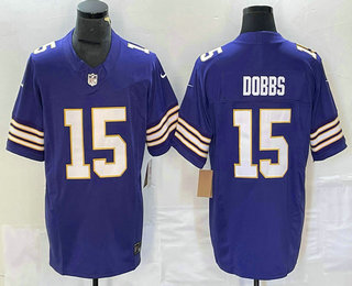 Men's Minnesota Vikings #15 Josh Dobbs Purple 2023 FUSE Vapor Limited Throwback Stitched Jersey