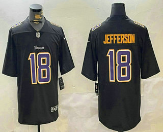 Men's Minnesota Vikings #18 Justin Jefferson Black Limited Fashion Vapor Jersey