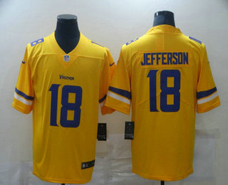 Men's Minnesota Vikings #18 Justin Jefferson Gold 2019 Inverted Legend Stitched NFL Nike Limited Jersey