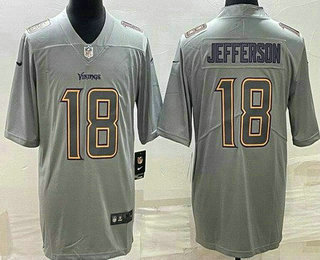 Men's Minnesota Vikings #18 Justin Jefferson Limited Gray Atmosphere Vapor Jersey