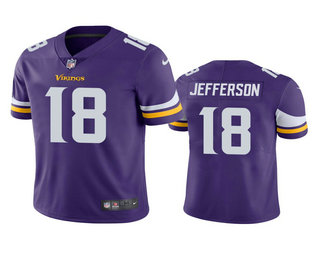 Men's Minnesota Vikings #18 Justin Jefferson Purple 2020 NFL Draft Vapor Limited Jersey