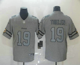 Men's Minnesota Vikings #19 Adam Thielen 2019 Gray Gridiron Vapor Untouchable Stitched NFL Nike Limited Jersey