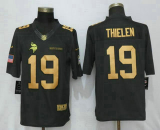 Men's Minnesota Vikings #19 Adam Thielen Anthracite Gold 2016 Salute To Service Stitched NFL Nike Limited Jersey